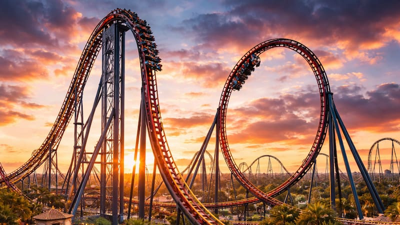 Construyen la montaña rusa más alta y rápida del mundo: cómo será la atracción que batirá récords (Imagen Ilustrativa generada con Chat GPT)