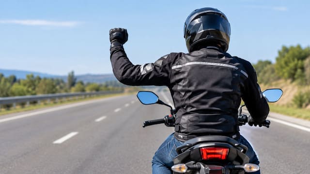 Qué significa que un motociclista extienda su brazo izquierdo doblado en 90° y cómo actuar correctamente