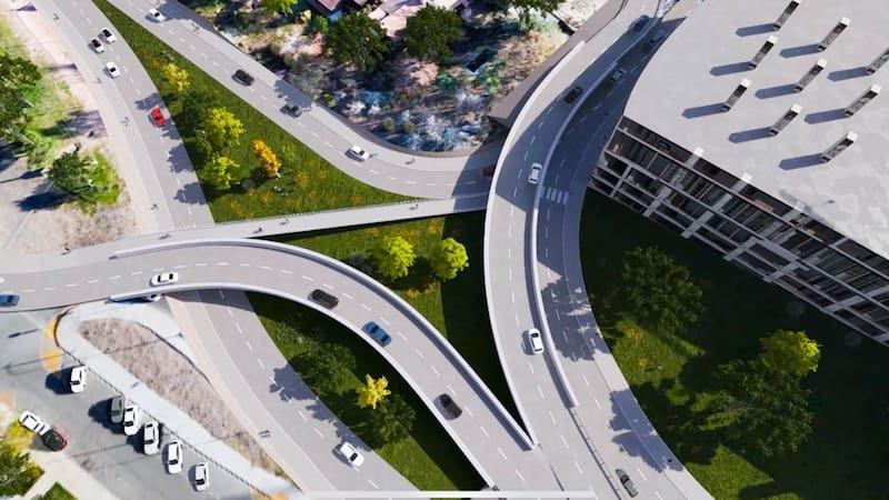 Neuquén capital se encamina a ejecutar una obra fundamental: un puente elevado sobre la rotonda de Casimiro Gómez. Foto: municipalidad de Neuquén.