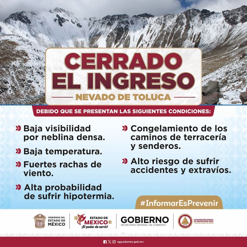 Cierran el Nevado de Toluca