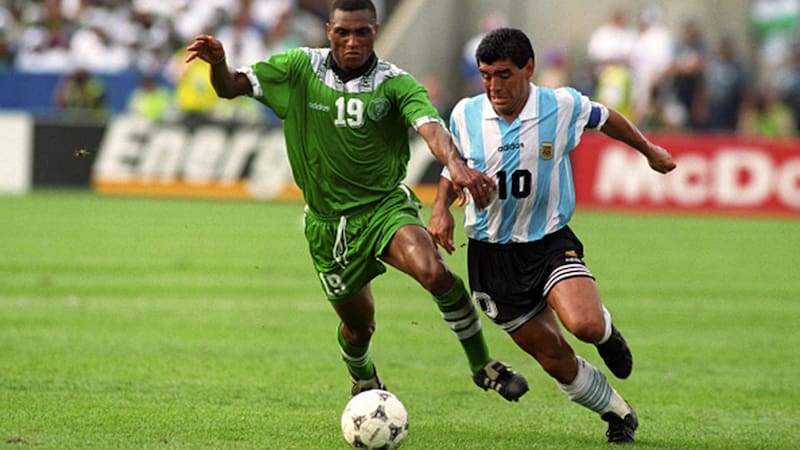 Maradona jugó contra Nigeria su último partido en la Selección.