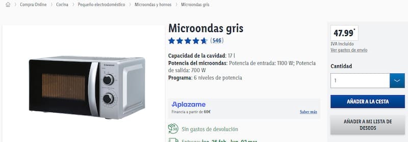 Se despiden los microondas: este nuevo electrodoméstico de Lidl cuenta con 6 niveles para calentar y descongelar comida (foto: Lidl).