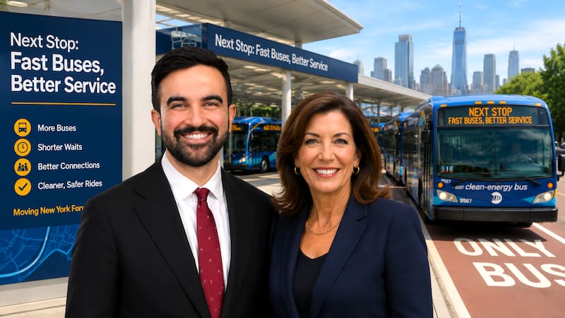 Nueva York anunció que comenzaron las obras para un autobús más rápido.