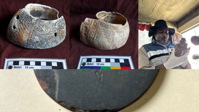 Brazalestes del periodo Posclásico (950-1521 d.C.). hallados en la Cueva.