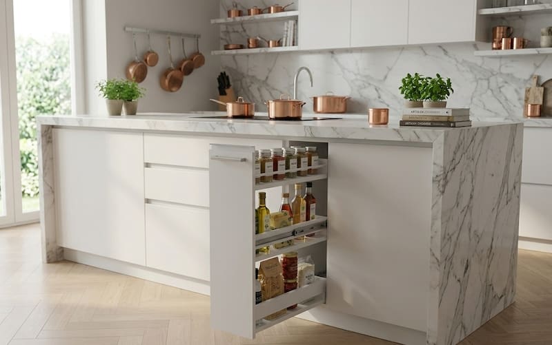 Organizador angosto para cocinas.