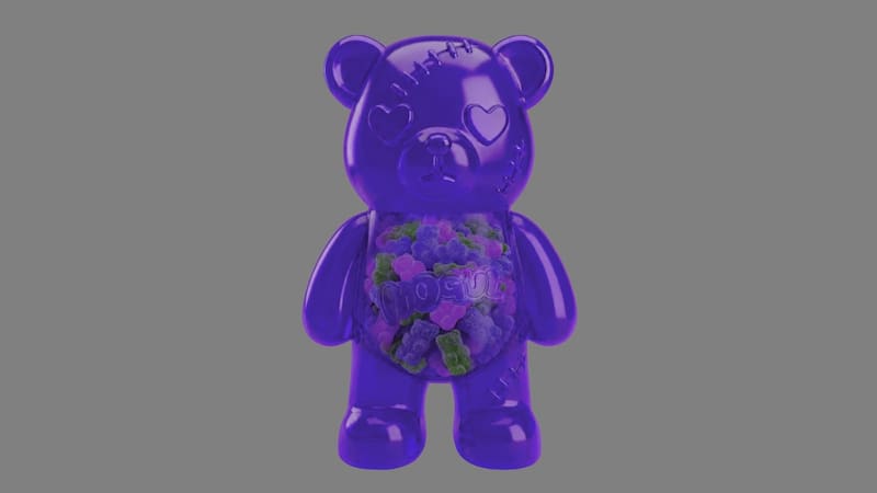 Osito Zombie de Mogul Extreme en sus versiones rojo, violeta y verde.