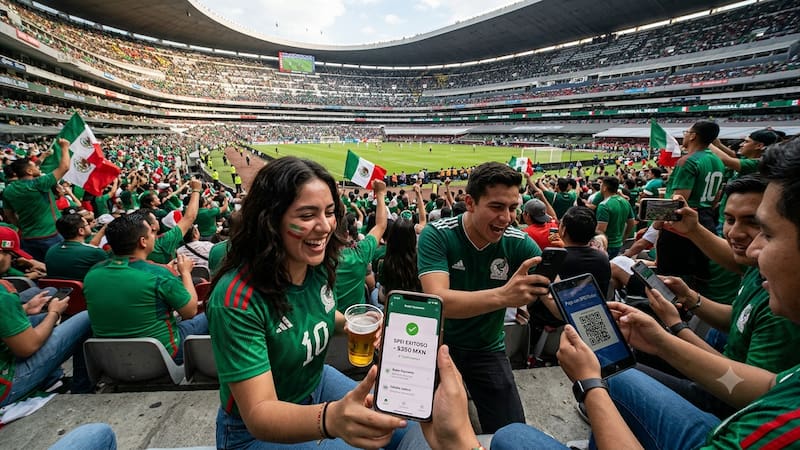 Pagos digitales SPEI en el Mundial | Imagen creada por Gemini