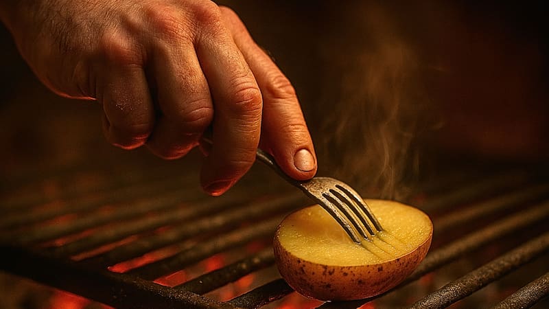 Frotar una papa cruda sobre la parrilla | Para qué sirve y en qué momento hacerlo. Foto (IA)