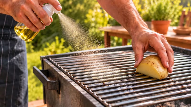 Rociar aceite y frotar una papa en la parrilla antes de poner la carne del asado: por qué lo recomiendan los expertos.