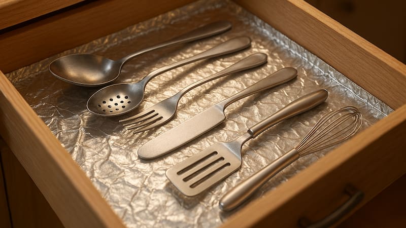 Poner papel de aluminio en los cajones de la cocina | Para qué sirve y por qué miles de personas lo hacen. Foto (IA)