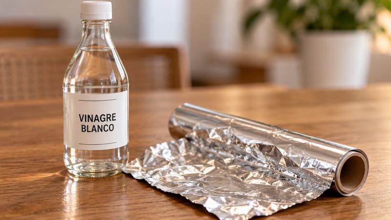 El vinagre blanco y papel aluminio pueen ayudar a eliminar las manchas de óxido superficial de las piezas cromadas.
