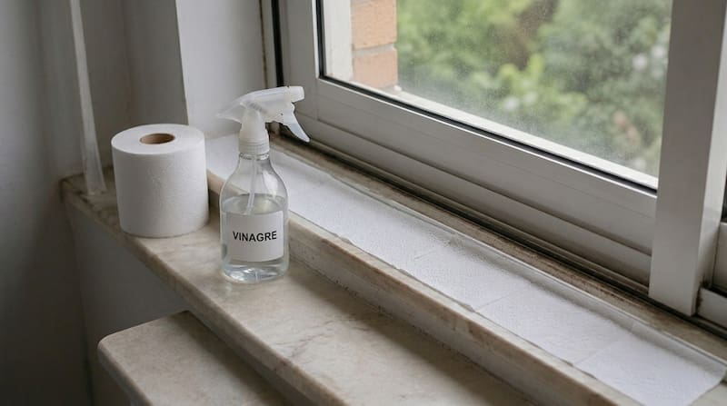 Papel higiénico en los rieles de la ventana