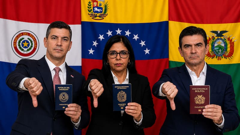Paraguay, Bolivia y Venezuela vetan la salida e ingreso del país a quienes hayan aplazado este trámite con su pasaporte.
