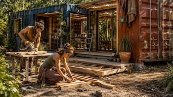 Abandonaron su hogar y trabajos para tener una vida antisistema: “Construimos nuestra propia casa off-grid con contenedores marítimos”