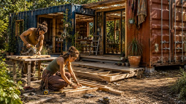 Abandonaron su hogar y trabajos para tener una vida antisistema: “Construimos nuestra propia casa off-grid con contenedores marítimos”