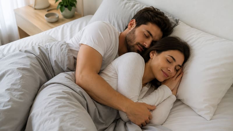 Quienes duermen de costado suelen necesitar una almohada que complete el espacio entre la cabeza y el colchón. (Foto: creada con IA)