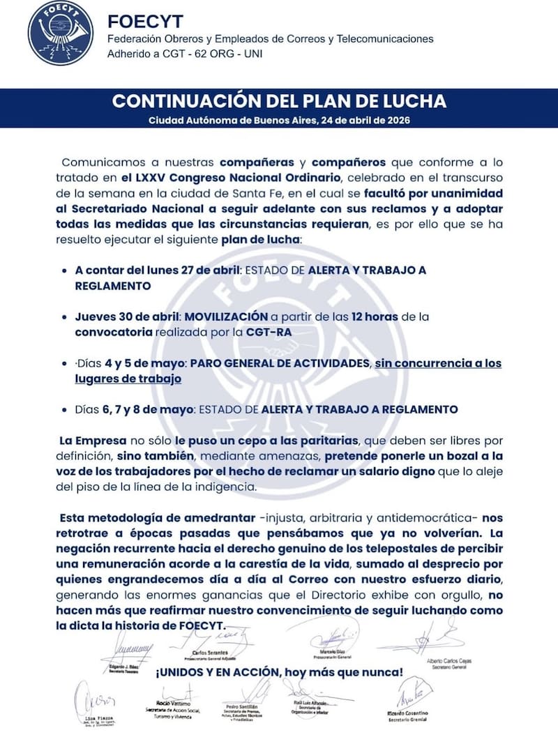 La FOECYT oficializó la medida que se tomó en el LXXV Congreso Nacional Ordinario a través de un comunicado. Foto (FOECYT)