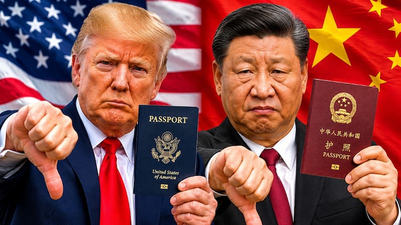 China y Estados Unidos prohíben el ingreso y la salida del país a las personas que posterguen este trámite con su pasaporte. (Representación creada con IA)