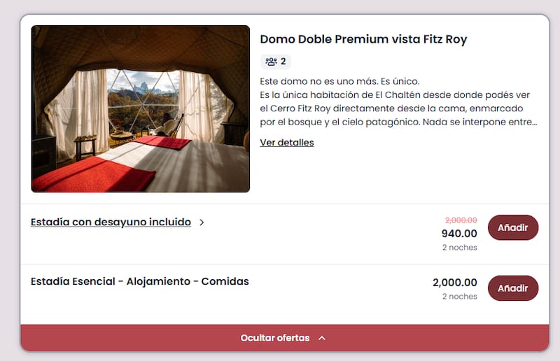 Cuánto cuesta alojarse en Chalten Camp.