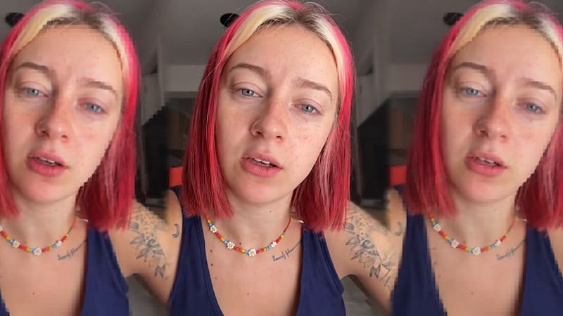 Paula, de 23 años, dejó su trabajo después del primer día: “No voy a trabajar 40 horas de lunes a sábado en un sitio que no me gusta” (foto: TikTok + elaboración propia)