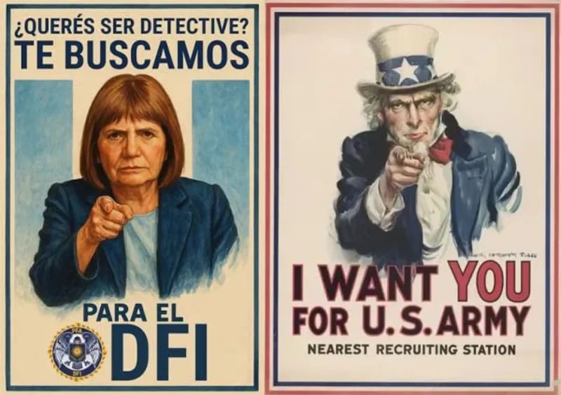 La imagen que compartió la ministra, que emula a la clásica estadounidense.