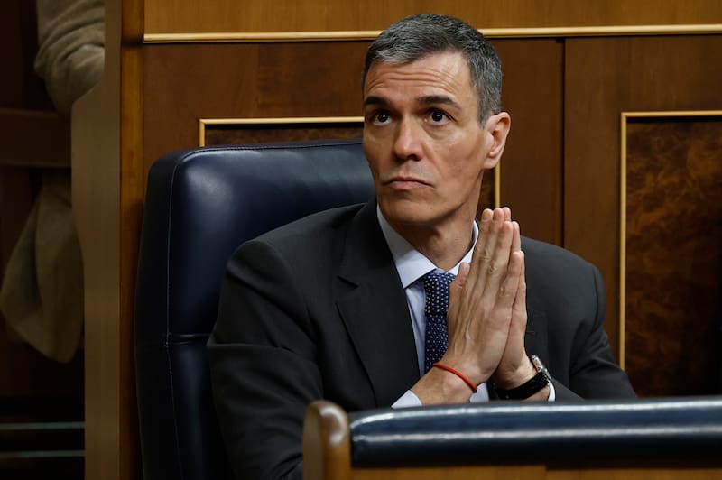 MADRID, 26/03/2026.- El presidente del Gobierno, Pedro Sánchez, durante el pleno en el Congreso de los Diputados, este jueves. EFE/ Chema Moya