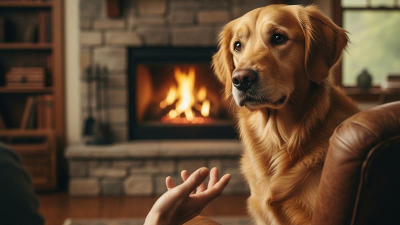 Una nueva investigación sugiere que algunos perros inteligentes pueden ampliar su vocabulario al escuchar conversaciones. Foto: ilustración de Gemini.