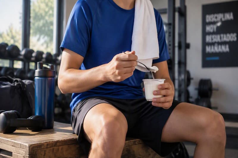 Persona comiendo un yogur (foto: Creada con IA por El Cronista)