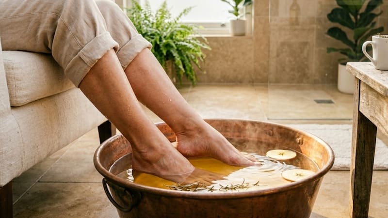 Por qué recomiendan remojar los pies en vinagre con agua. Foto: Gemini.