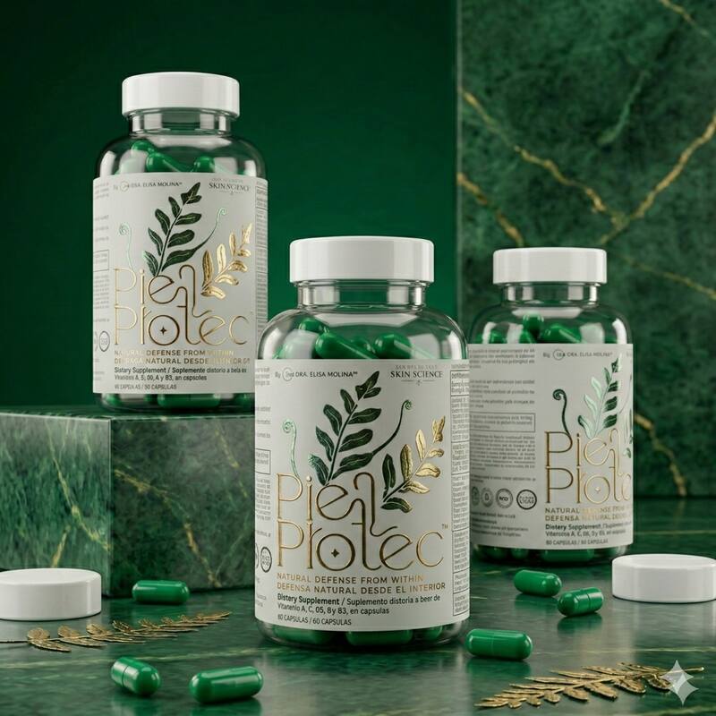 Piel Protec está formulado con compuestos antioxidantes y antiinflamatorios que ayudan a mejorar la calidad de la piel.