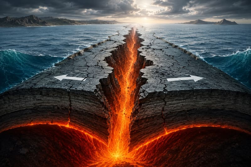 En una de las regiones tectónicas más estudiadas del planeta, los científicos detectaron señales de que una placa se está fragmentando bajo el fondo del océano. (Foto: imagen ilustrativa creada con IA)