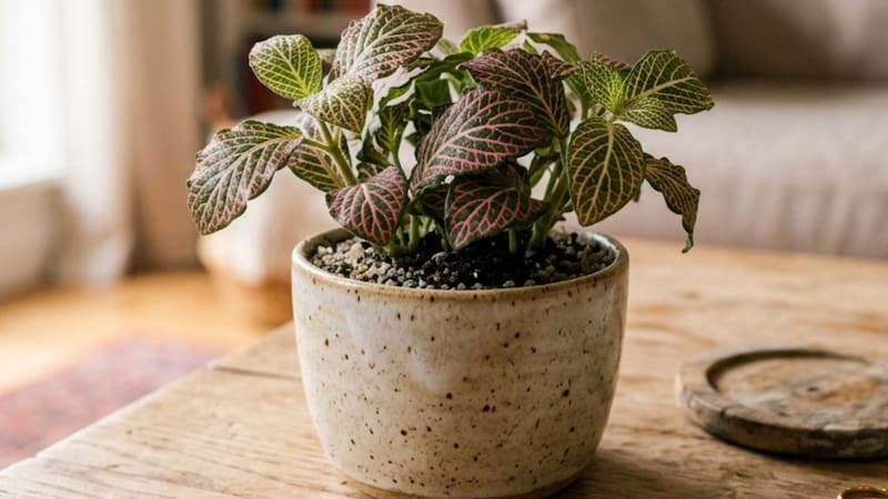 La fitonia (Fittonia albivenis), también conocida como planta nerviosa o planta mosaico, originaria de las selvas tropicales de Perú.