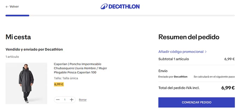 El poncho impermeable de Decathlon es ideal para los días de lluvia intensa.