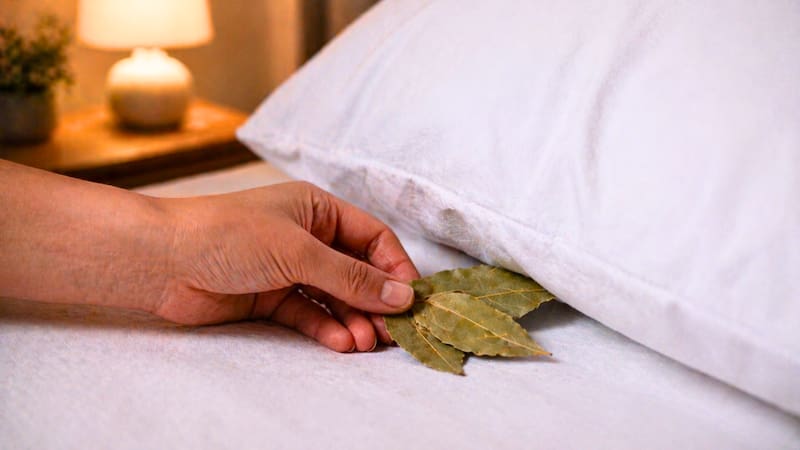 Poner hojas de laurel debajo de la almohada.
