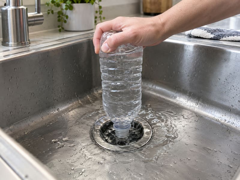 Poner una botella con agua boca abajo en el desagüe del fregadero: para qué sirve y por qué lo recomiendan (foto: ChatGPT)