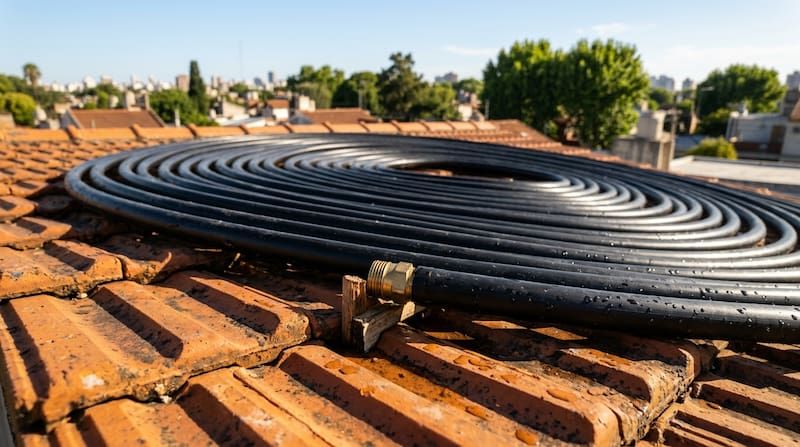 Poner una manguera en el techo de la casa