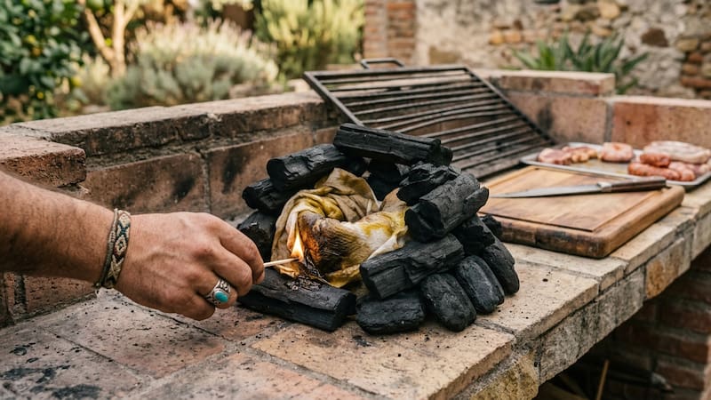 La servilleta en aceite ayuda a mantener un fuego correcto.