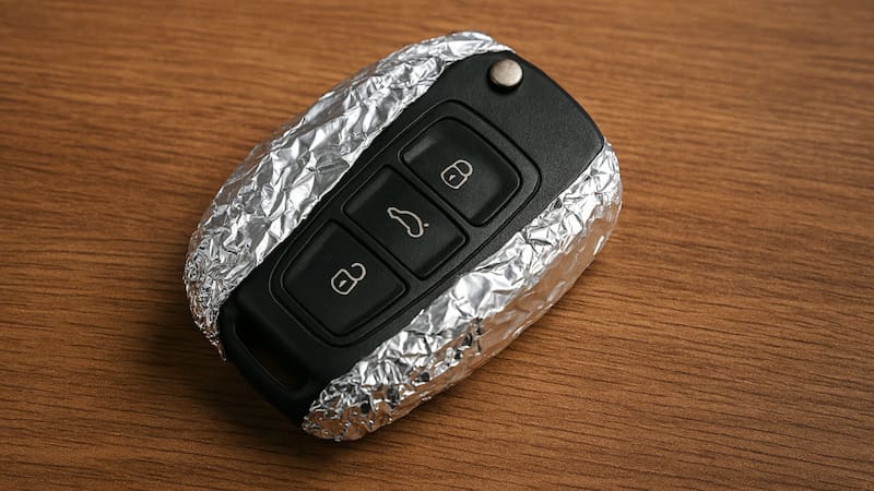 El papel aluminio funciona como una barrera que bloquea la transmisión de señales.