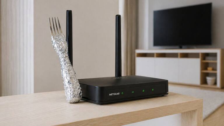 Wireless Router Aluminio Poner un tenedor envuelto con papel de aluminio sobre router del Wifi ...