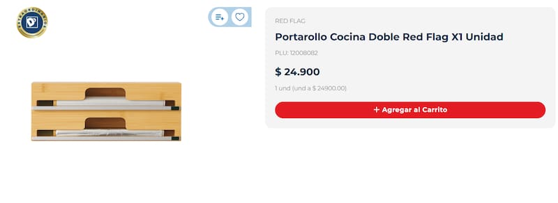 Tiendas D1 tiene un organizador portarrollo de bambú para la cocina con cortador integrado por menos de $25.000
