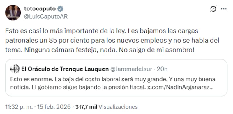 El posteo de Caputo.