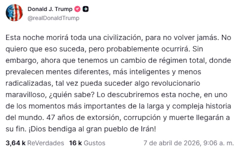 La publicación de Trump.