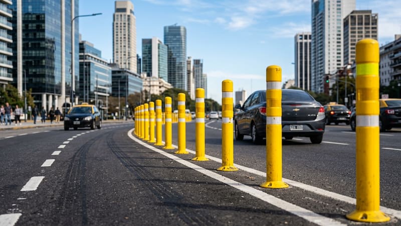 Qué son los postes delineadores amarillos y por qué son importantes en las calles.