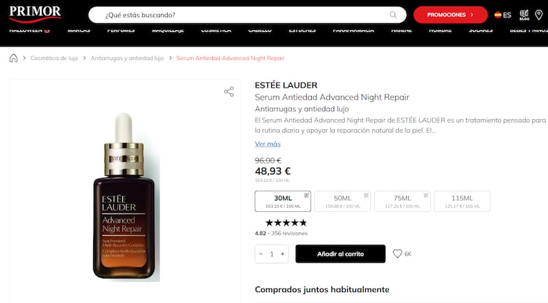 El sérum facial disponible en Primor por menos de 50 euros.