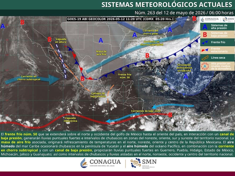 El pronóstico del tiempo para el martes 12 de mayo. (Foto: SMN)