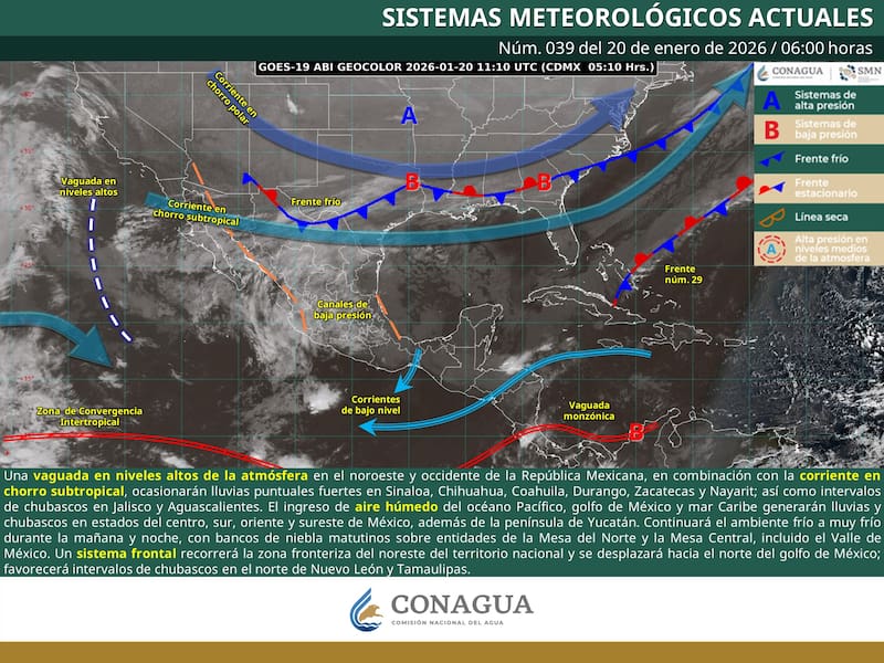 El pronóstico del tiempo para el martes 20 de enero en la República Mexicana. (Foto: Archivo)