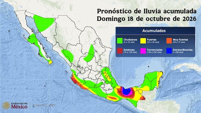 El SMN confirmó un clima “adverso” para el domingo 18 de octubre por el huracán Trudy y el Frente Frío 2: la peor parte será para Veracruz, Tabasco y Oaxaca