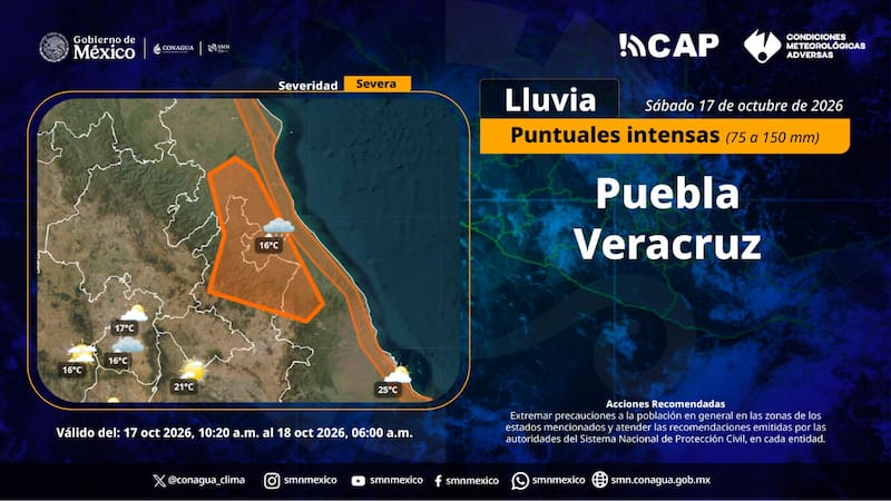 Pueba y Veracruz afectados por las lluvias intensas.