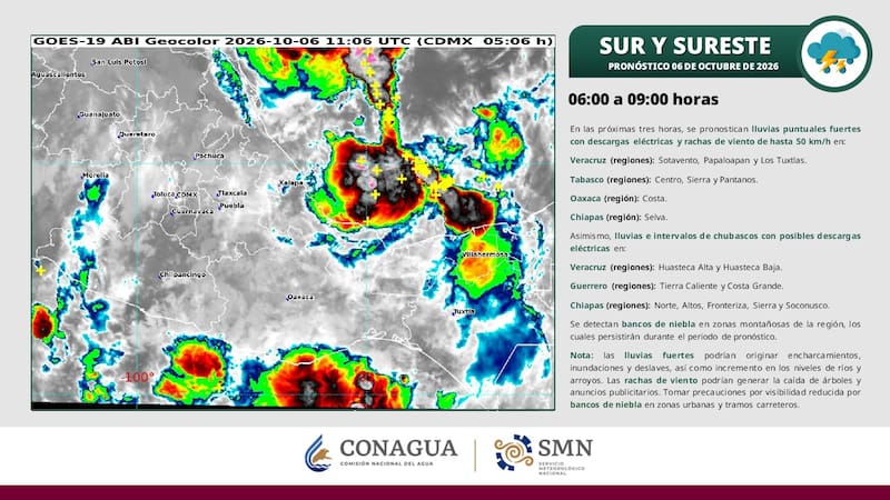 Estos estados se verán afectados por las lluvias de las próximas horas.