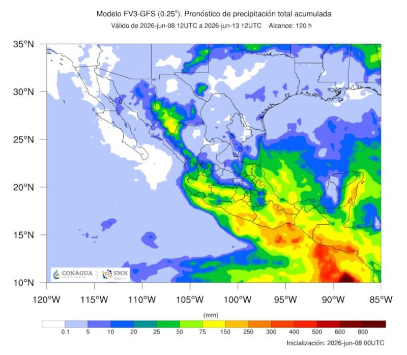 Durante la jornada del miércoles y las próximas 48 horas, prevalecerán las lluvias fuertes a muy fuertes en gran parte del territorio nacional. (Foto: SMN)